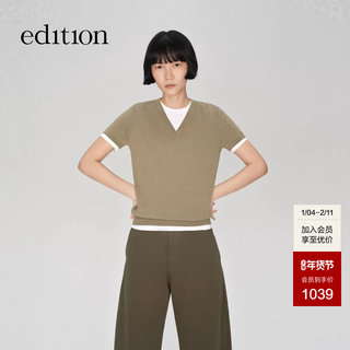 [E+ Light Life Series]Edition2025 Autumn New Knitted Short-Sleeve V-Neck Top Ebe3Swt012