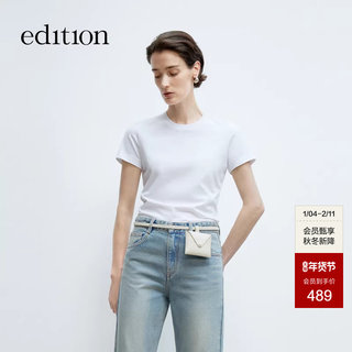 Edition T-Shirt for Women 2025 Spring New Style Regular Shoulder Short-Sleeved Slim Fit Pure Cotton Top Slimming Ebe1Tee009
