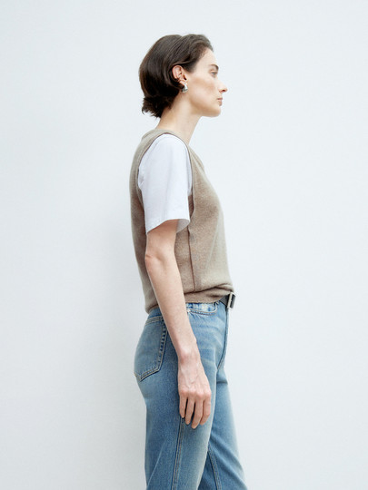 [Air Cashmere] Edition2025 Spring New Wool V-Neck Sweater Vest Ebe1Swt059