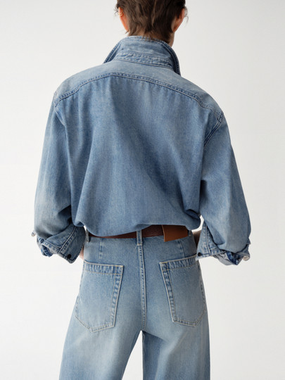 Edition Denim Shirt Women 2025 Summer New Silk Cotton Blue Vintage Denim Jacket Ebe2Jkt002