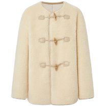 (Hot style replenishment order) edition horn button lambswool jacket collarless pu hemmed cotton jacket EBB4COTT07