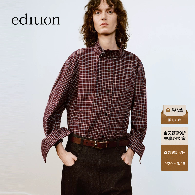 Edition Shirt Women's 2026 Winter New Style British Retro Red Plaid Long-Sleeved Shirt Ebf4Sht001 Edition Shirt Women's 2026 Winter New Style British Retro Red Plaid Long-Sleeved Shirt Ebf4Sht001