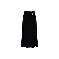 (New product newly released) edition2024 gold waist chain black long acetate umbrella skirt EBD1SKT026