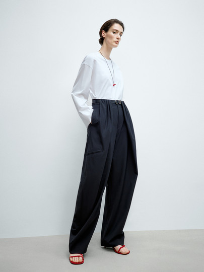 Editiont-Shirt for Women 2025 Spring New Style Patchwork Shirt Long-Sleeved Top with Gourd Necklace Ebe1Top037