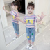 Cô gái Set 2020 New Kids hai mảnh thể thao Casual thời trang Jeans Đầu Bảy quần mùa hè. 