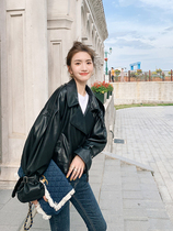 Lecea Alice Leather Coat Jacket Woman 2021 Fall New Korean version Wind Design Fashion Locomotive Clothes Jacket