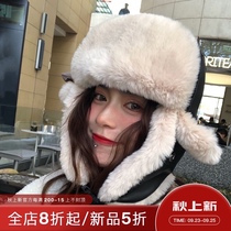 Mr. Evil imitation Rex rabbit fur hat Li Feng hat female autumn and winter plus velvet warm ear protection locomotive hat