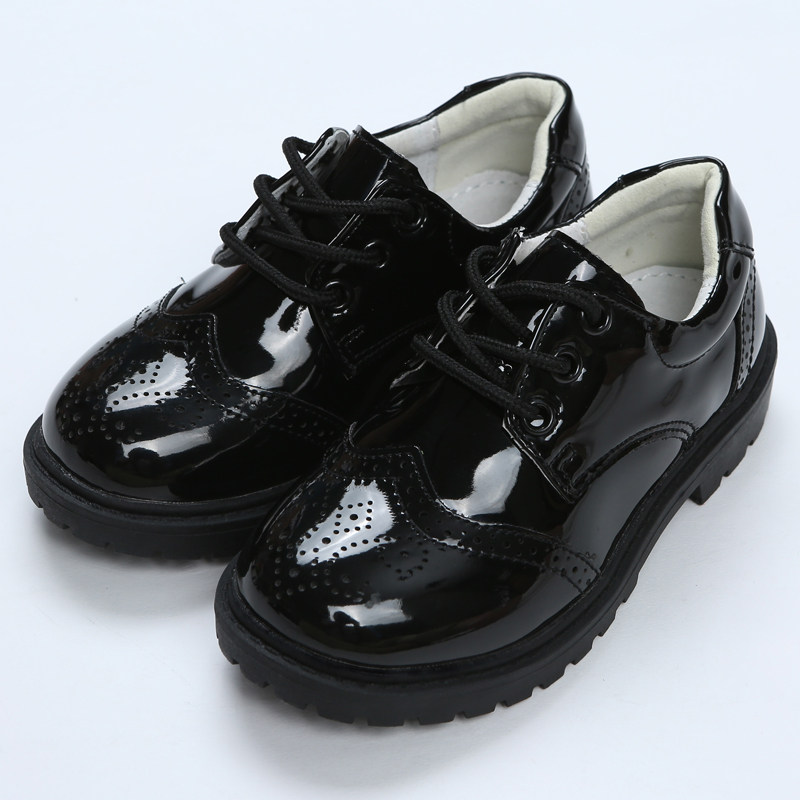 Boy Leather Leather Black Lacing Performance Suit Matching White Prince Child Shoes Casual Bright Light Face Spring Autumn Breathable