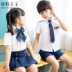 Dịch vụ làm vườn mẫu giáo cho học sinh lớp hè phục vụ lớp áo ngắn tay phù hợp với trường đại học British Wind cho trẻ em nam và nữ - Đồng phục trường học / tùy chỉnh thực hiện quần áo trẻ con Đồng phục trường học / tùy chỉnh thực hiện