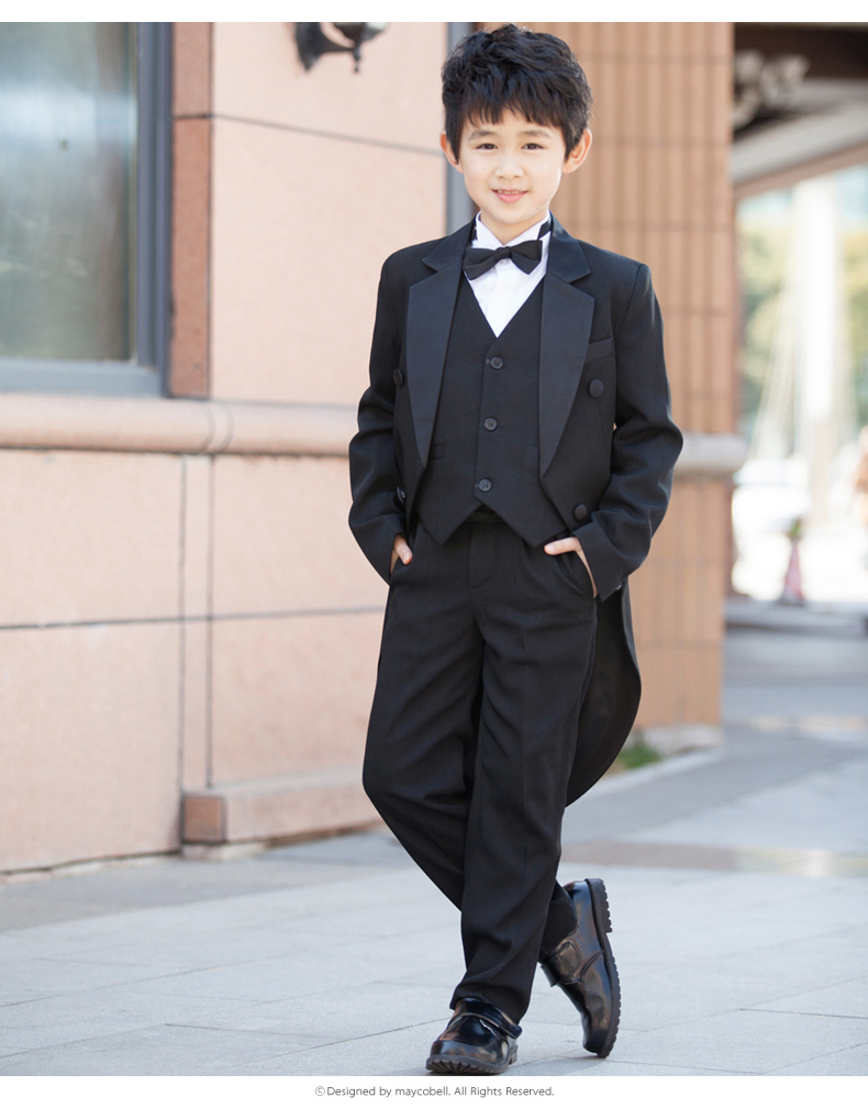 Bộ đồ bé trai tuxedo phù hợp với mùa thu và mùa đông hoa cô gái mặc nam chủ nhà biểu diễn đàn piano đồ bộ cho bé gái