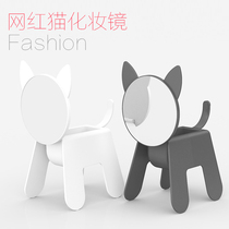 Cat makeup mirror Net red storage box portable portable mini foldable dormitory desktop HD beauty small mirror