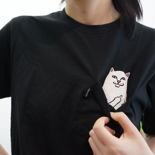 Аутентичный сломанный код благосостояние RIPNDIP средний палец сучья карманная футболка basic короткий рукав