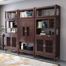 Modern minimalist home bookcase bookshelf new Chinese solid wood bookcase combination locker study red oak furniture