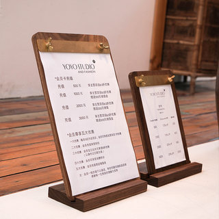 Menu Design Walnut Menu Holder A4 Order Writing Board Shop Bar Counter Brass Clip Restaurant Order Display Board