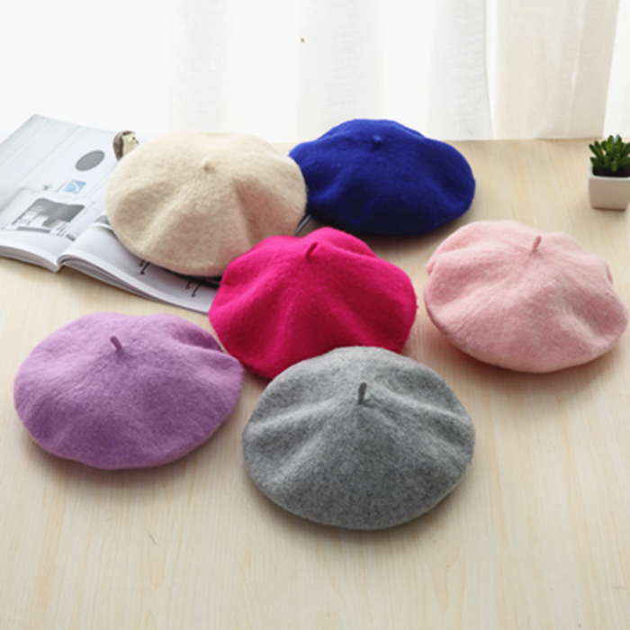 langboer Children's beret Girl painter hat Winter warm equestrian hat octagonal hat Spring and autumn baby hat