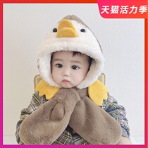 Baby winter new warm hat scarf one of the boys and girls super cute baby pullover hat warm fashion trend