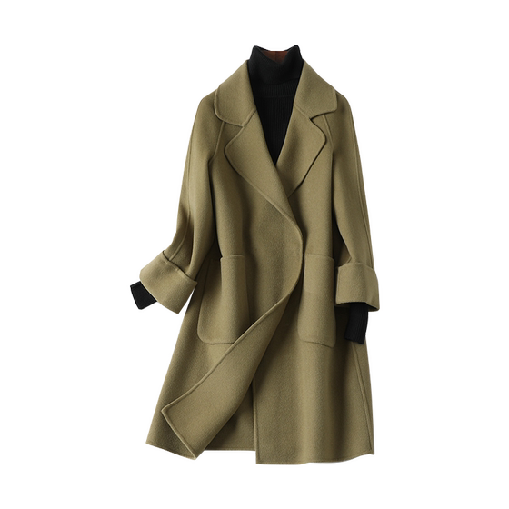 Double-sided woolen small medium-length high-end small fragrance woolen coat 2024 new wool cashmere-free coat for women
