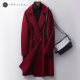 Burgundy double-sided cashmere-free coat for women woolen woolen woolen 2024 new style large size loose mid-length spring coat