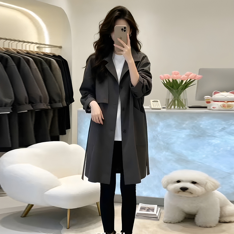Fashionable and Casual Mid-Length Trench Coat for Women, 2026 Autumn New Style, Stylish Stand-Up Collar, Belted Waist, Casual Jacket, Trendy Fashionable and Casual Mid-Length Trench Coat for Women, 2026 Autumn New Style, Stylish Stand-Up Collar, Belted Waist, Casual Jacket, Trendy