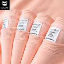 Plus velvety coat woman autumn winter ins ultra-fire pink round collar pure color blouses 400g heavy and loose fashion jacket tide