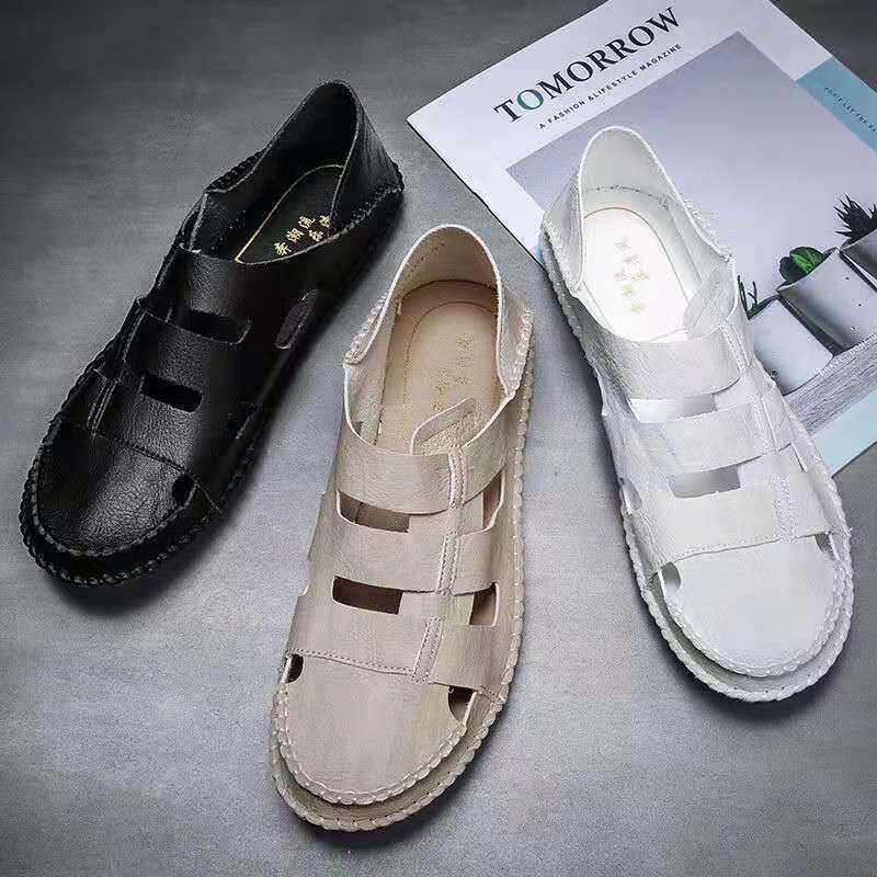 Baotou Shoes Men's 2021 Summer New Genuine Leather Soft-bottom Men Sandals Fashion Casual Beach Dual-use Men Cool Slippers