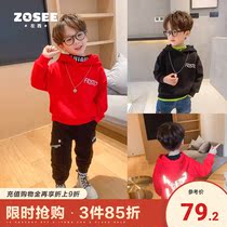 Left West boy plus velvet sweater winter dress childrens thick coat middle child boy foreign style childrens clothing 2021 New Tide