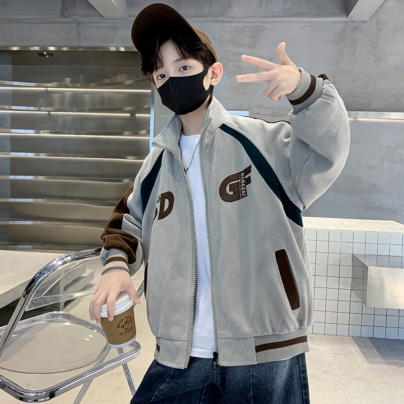 Boys' Coat Autumn 2023 New Baseball Clothes Children's Cardigan Outerwear All-match Jacket Middle and Big Children's Autumn Fashion