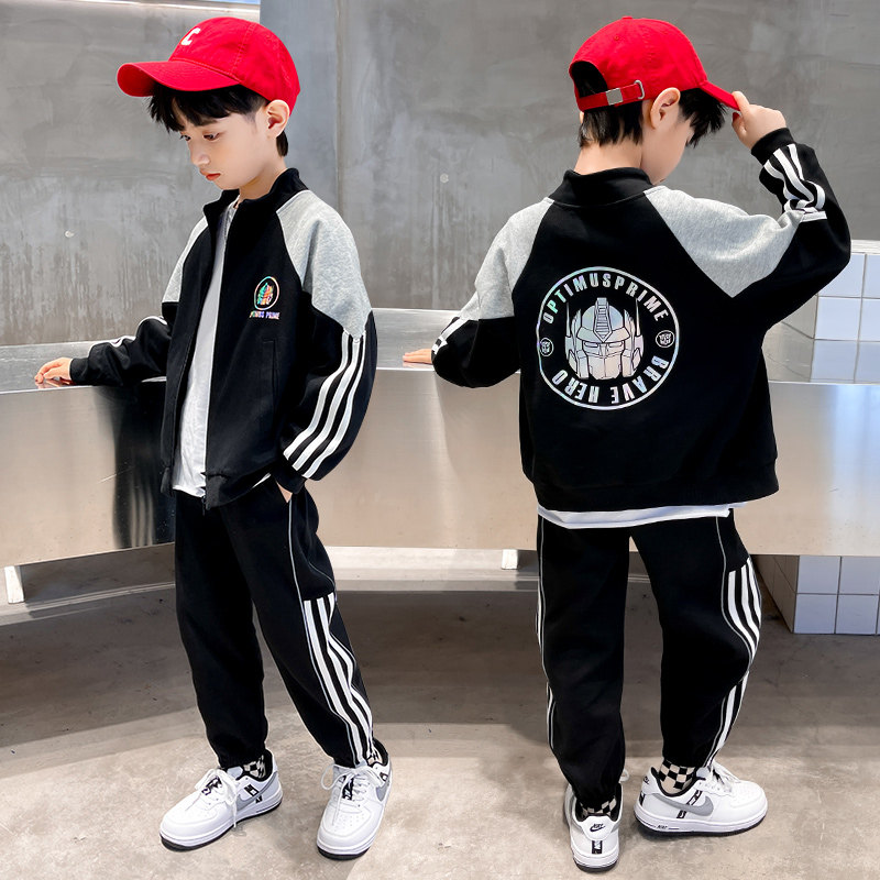 Boy's autumn clothes suit 2022 new CUHK children's clothing handsome qi Spring and autumn Children's fried street Chaoyang Clothes Sports Tide