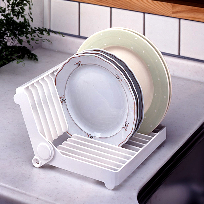 Kitchen multi-purpose dish rack plastic folding drain rack put plates dishes cup storage rack single layer