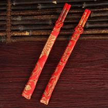 Wedding chopsticks bamboo chopsticks Red Dragon and Phoenix chopsticks two pairs of ten pairs of brocade cloth cover bamboo chopsticks
