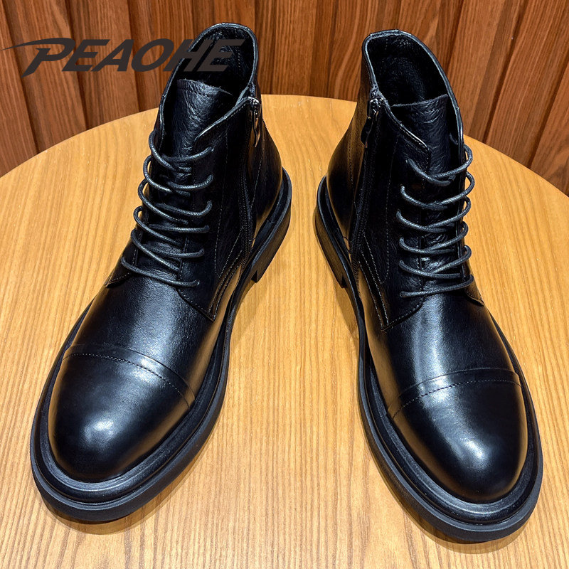 Cowhide Martin boots men's British style short boots business formal wear