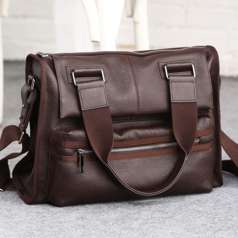 Shoulder bag men's leather first layer cowhide men's bag handbag soft leather travel bag business casual large capacity messenger bag