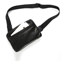 Men Genuine Leather Satchel Parchment Chest Bag Mens Slanted Satchel Minimalist Backpack Inclined Shoulder Bag Mini Small Bag Men Soft Leather