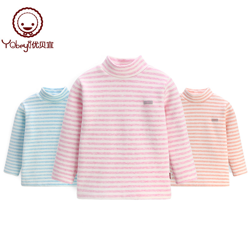 U-Baby ベビー用ハイネックトップス（中～大児向け）、ミドルネックベースレイヤー、暖かい秋服、ワンピース、長袖、春秋用