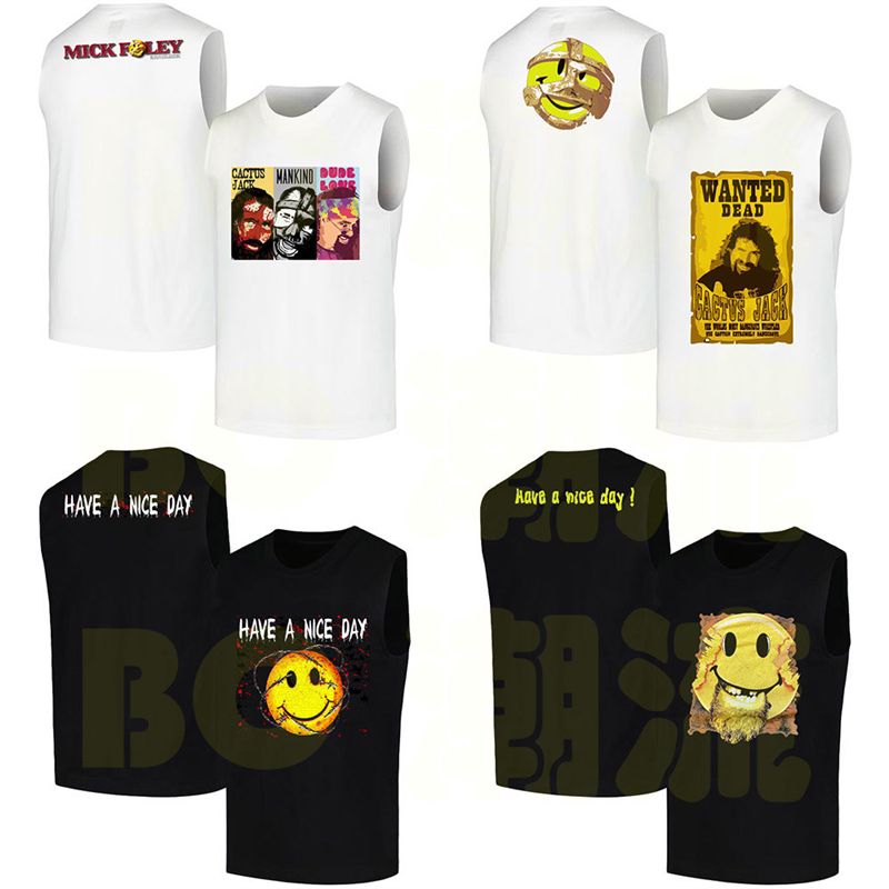 Wwe Mick Foley Cactus Jack Wrestling Sleeveless T-Shirt Pure Cotton Vest Tank Top for Men Wwe Mick Foley Cactus Jack Wrestling Sleeveless T-Shirt Pure Cotton Vest Tank Top for Men