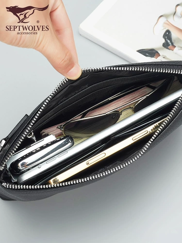 Septwolves, сумка с петлей на руку, кожаная вместительная и большая маленькая сумка клатч для отдыха, из натуральной кожи