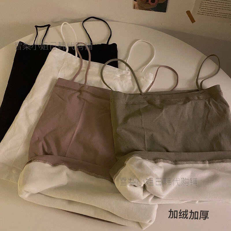 Japanese GP fashion all-match vest women plus velvet trendy thickening short suspenders to wear outside to keep warm and inside to wear solid color bottoming shirt