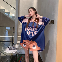 2021 New nightdress women Autumn Winter home clothes princess style Ice Silk sexy pajamas women long sleeve nightdress women spring and autumn