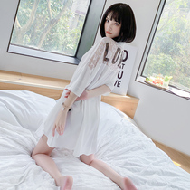 Nightdress Women summer 2021 New ice silk nightgown blouse blouse pajamas lace love can wear home clothes women
