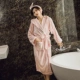 Розовый банный халат, с вышивкой