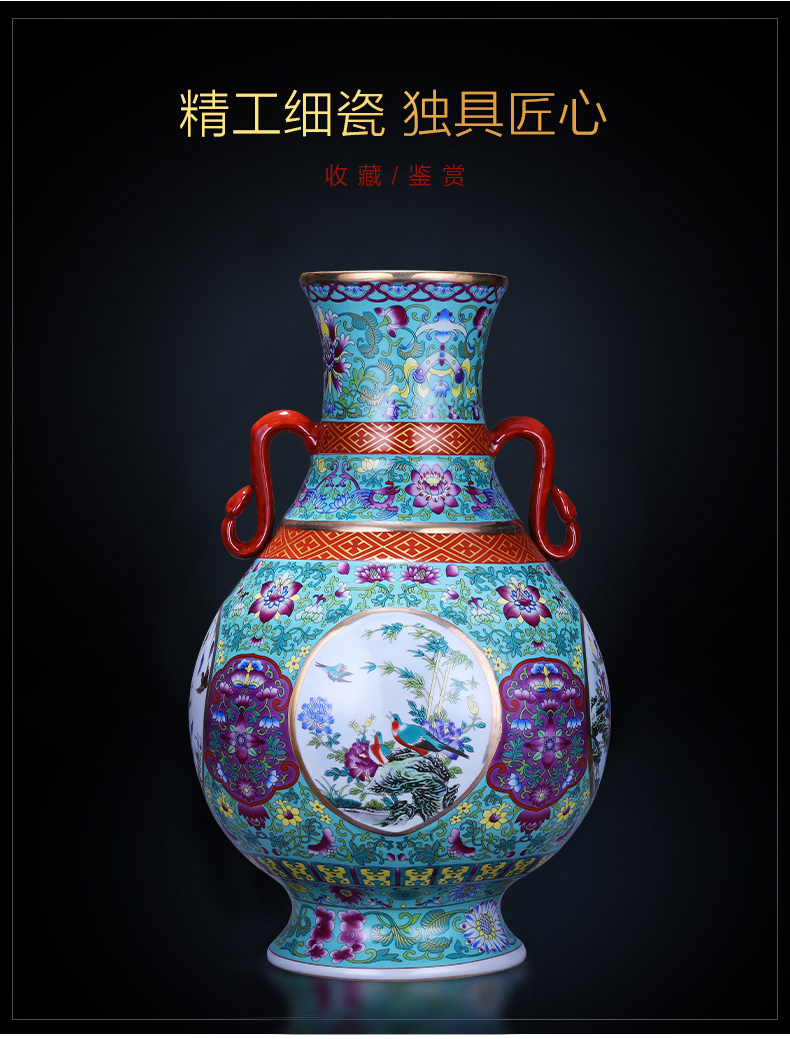 Jingdezhen porcelain ceramic ear vase of new Chinese style household living room TV ark, retro flower adornment furnishing articles