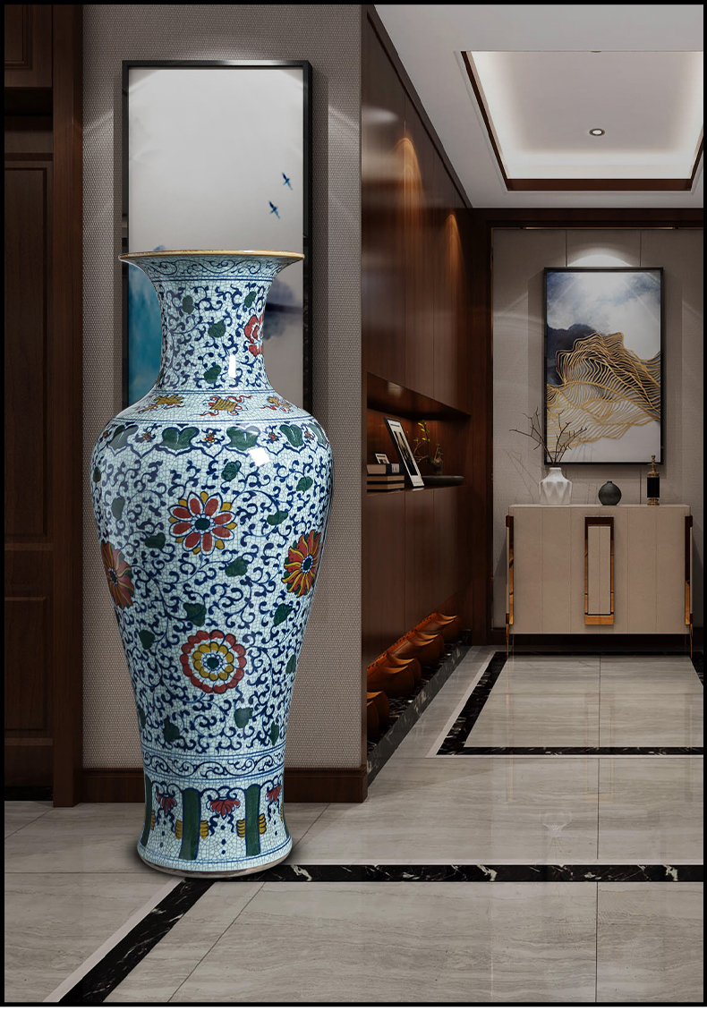 Jingdezhen ceramics extra large antique hand - made furnishing articles new Chinese blue and white porcelain vase sitting room ground decoration