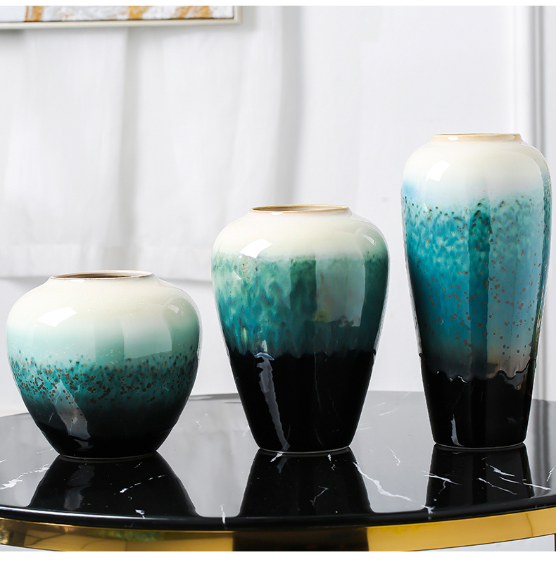 Jingdezhen ceramics dried flower vase furnishing articles flower arrangement sitting room decoration of Chinese style household TV cabinet table decorations