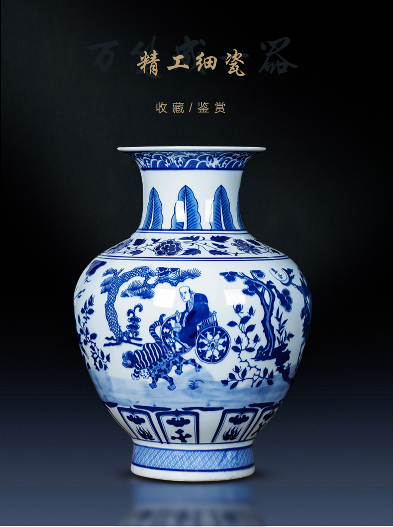 Jingdezhen ceramics archaize yuan blue and white vase furnishing articles to restore ancient ways the new Chinese style household living room TV cabinet decoration