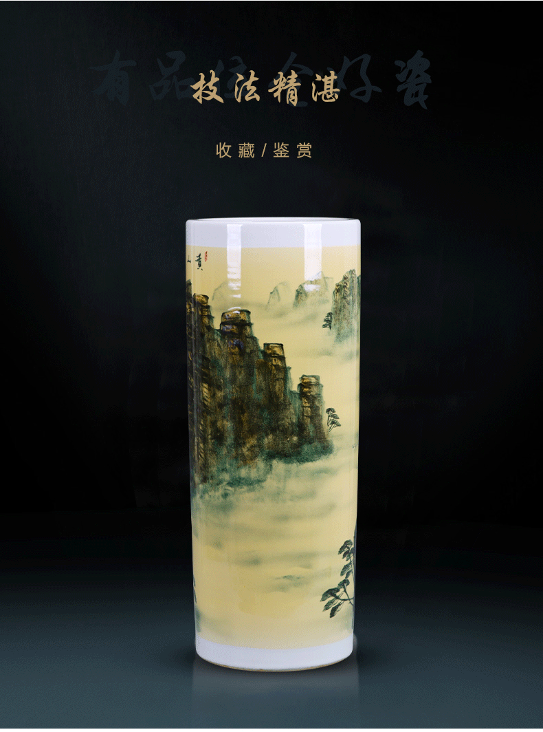Jingdezhen ceramics hand - made landed straight quiver big vase furnishing articles of new Chinese style household adornment TV ark