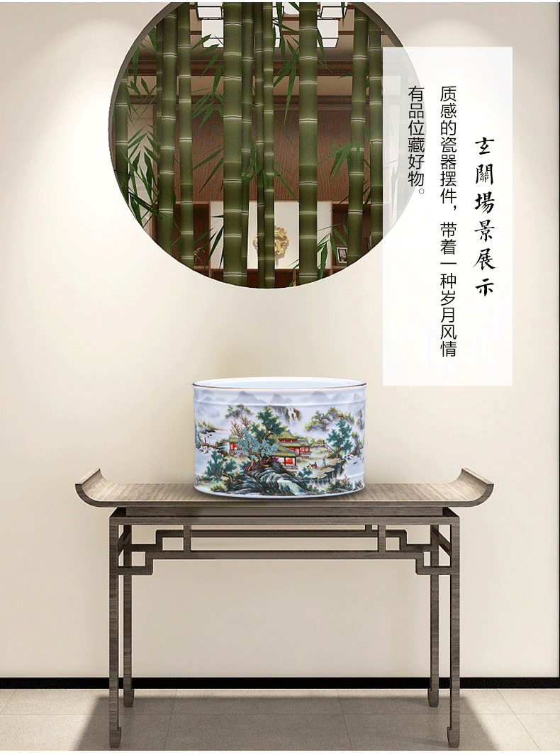 Modern Chinese jingdezhen ceramics powder enamel vase furnishing articles calligraphy cylinder home sitting room adornment ornament