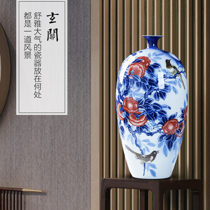 Jingdezhen porcelain ceramic hand - made of blue and white porcelain vase sitting room of Chinese style household furnishing articles TV ark, flower decorations
