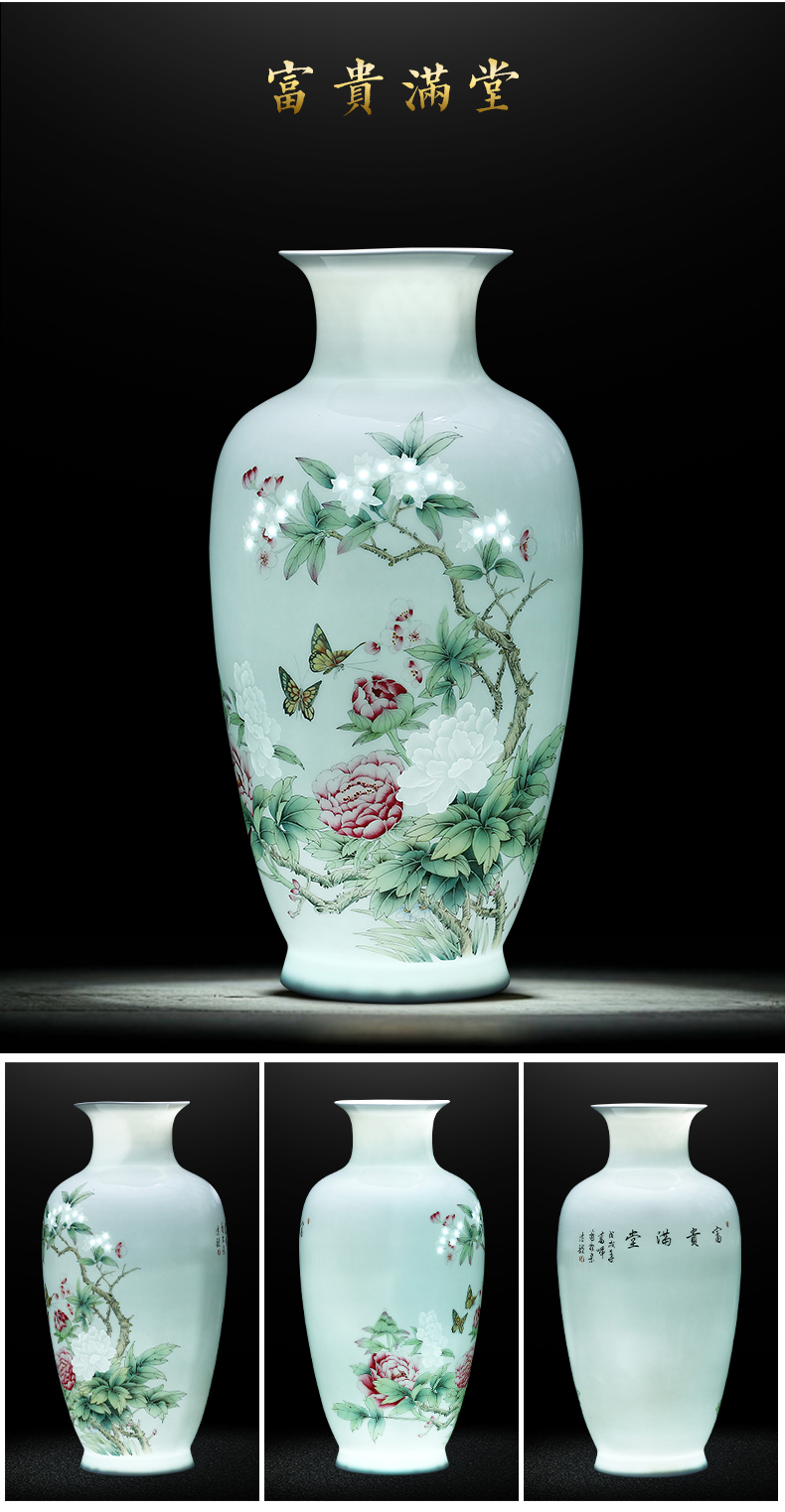 Hand carved splendor in jingdezhen ceramics vase rich ancient frame light key-2 luxury furnishing articles of new Chinese style household decoration