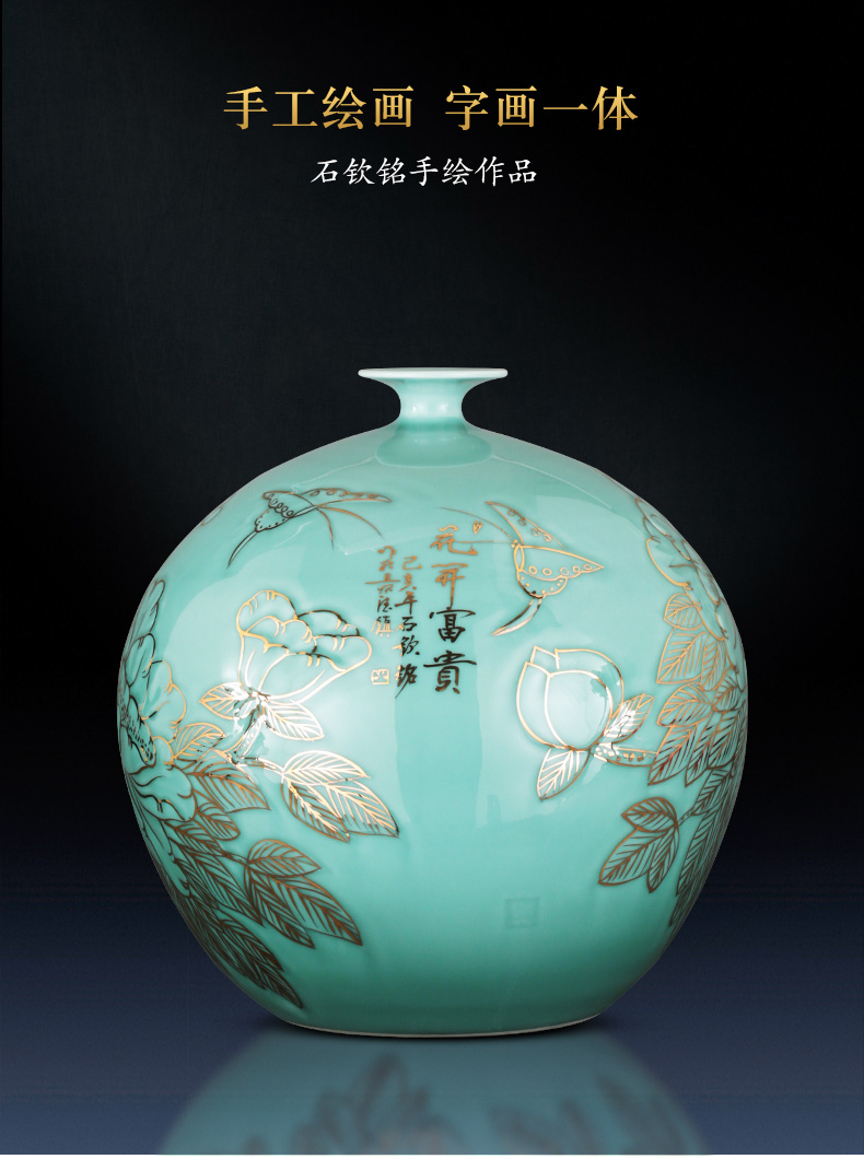 Jingdezhen ceramics vase hand - made large shadow blue paint pomegranate bottles of the sitting room of Chinese style household adornment furnishing articles