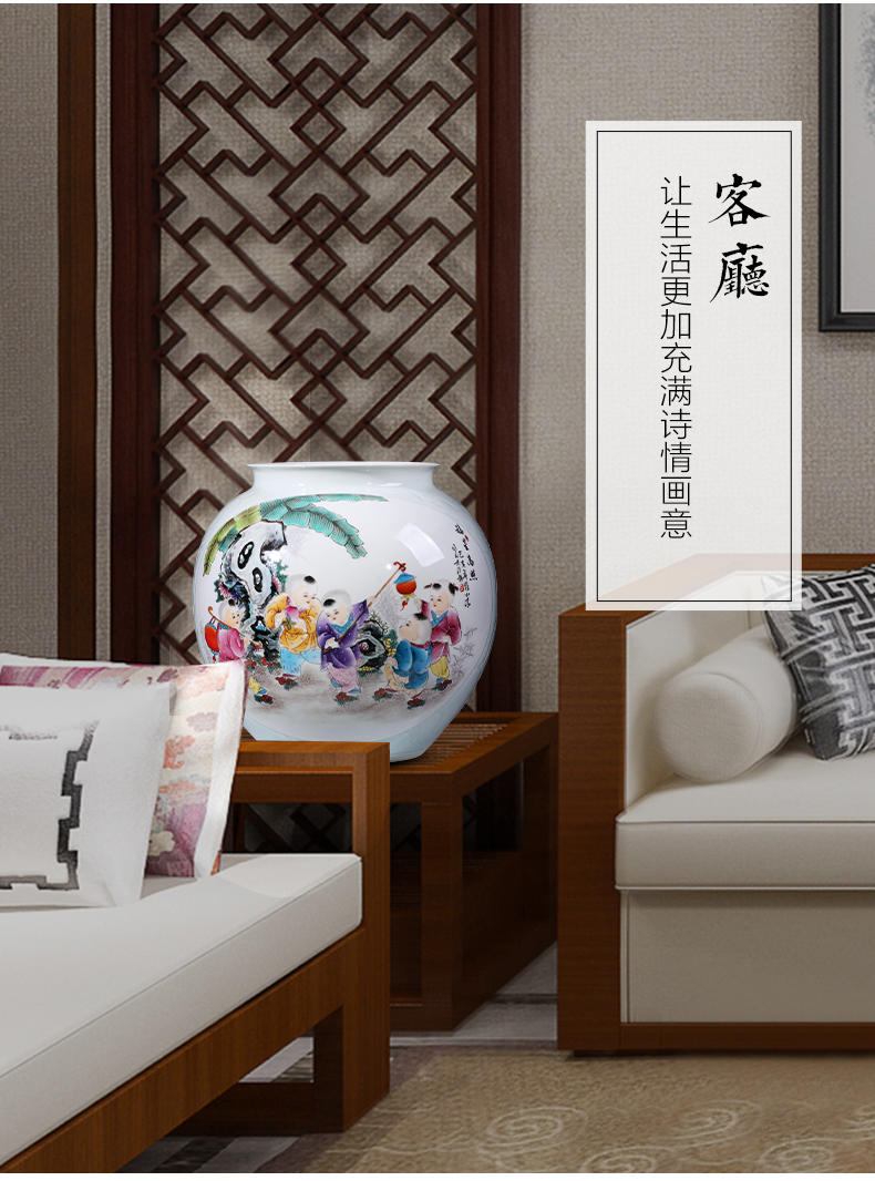 Jingdezhen porcelain ceramic hand - made pastel big vases, new Chinese style household living room TV ark adornment furnishing articles